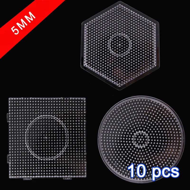 Yant Jouet 10pcs/set 5mm Hama Beads Pegboard Transparent Template Board  Circular Square DIY Figure Material Board Perler Beads - AliExpress