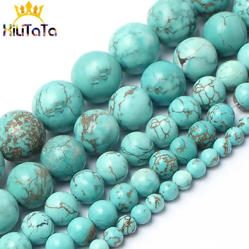 Natural Blue Turquoises Stone Beads Round Loose Spacer Beads 15inches 4/6/8/10/12/14mm For Jewelry Making DIY Bracelets Necklace Natural Blue Turquoises Stone Beads Round Loose Spacer Beads 15inches 4/6/8/10/12/14mm For Jewelry Making DIY Bracelets Necklace