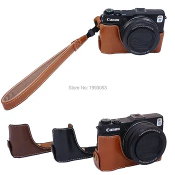 

For Canon G1X II G1X mark 2Camera Professional Bottom Camera Bag Fashional Leather Case Bady Case with Strap Black Coffee Brown
