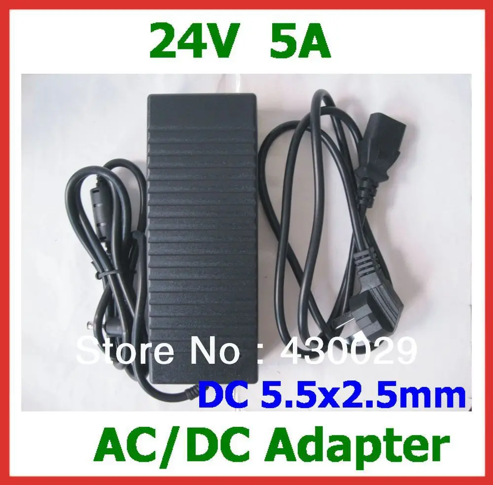 

20pcs DHL High Quality 24V 5A 120W Power Supply AC/DC Adapter DC 5.5x2.5mm AU US EU UK Plug AC Cable Free Shipping