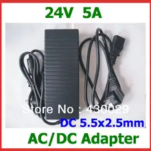 20 штук DHL Высокое качество 24 В 5A 120 Вт Питание AC/DC адаптер DC 5,5x2,5 мм АС США ЕС Великобритания Plug Кабель AC