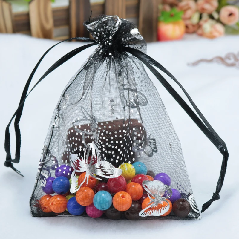 100pcs/lot Black Organza Bags 13x18cm Wedding Candy Jewelry Packaging