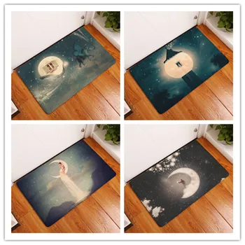 

welcome home door mats light soft 3d creative moon flying elephant pattern carpets water absorption stair floor carpets