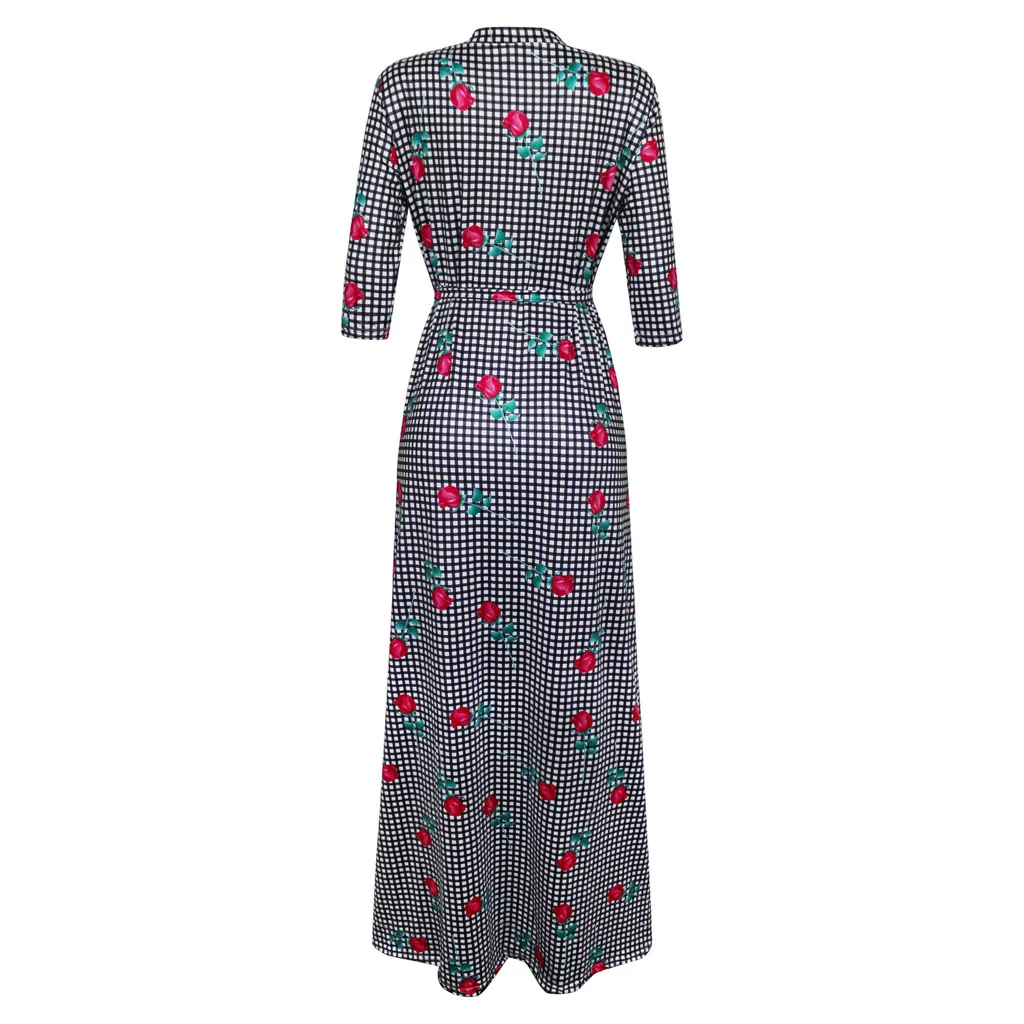 Womail, Длинное Макси платье, женская мода, vestidos, рукав три четверти, цветочный принт, повседневное свободное платье для женщин, JL24 vestidos