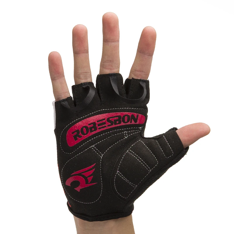 ROBESBON V61 гигант дорожный велосипед нейлон гель Велоспорт половины пальцев перчатки для Для мужчин спортивные велосипедные перчатки Guantes - Цвет: Красный