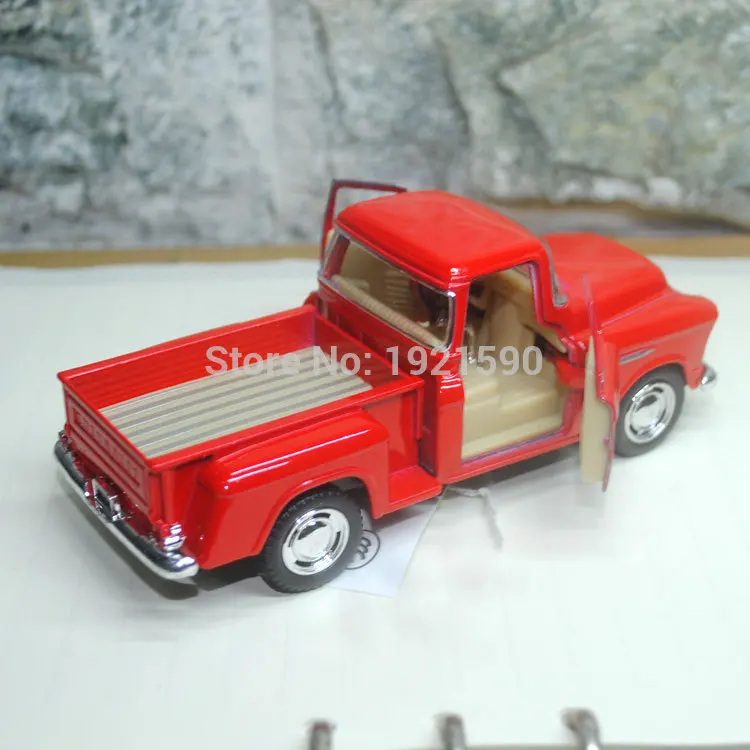 YJ KT 1/32 Scale, игрушки для автомобиля с оттягиванием, США 1955, Chevy Stepside, пикап, литая металлическая модель автомобиля, игрушка для подарка/коллекции/детей