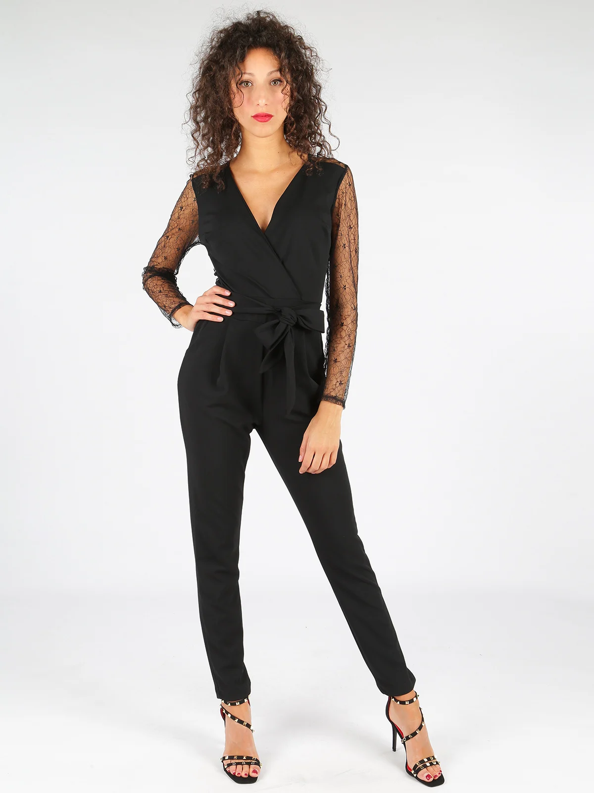 Jumpsuit elegant with sleeves openwork lacein Jumpsuits from Women's