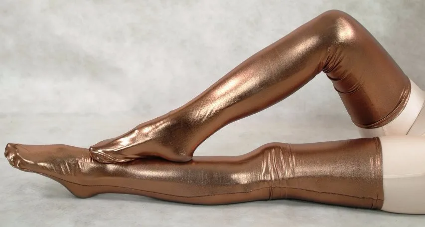 Cosplay&ware Woman Pink Shiny Metallic Sexy Thigh High Socks Fetish Unisex Zentai Suit Classic Halloween Costumes -Zentai shop online