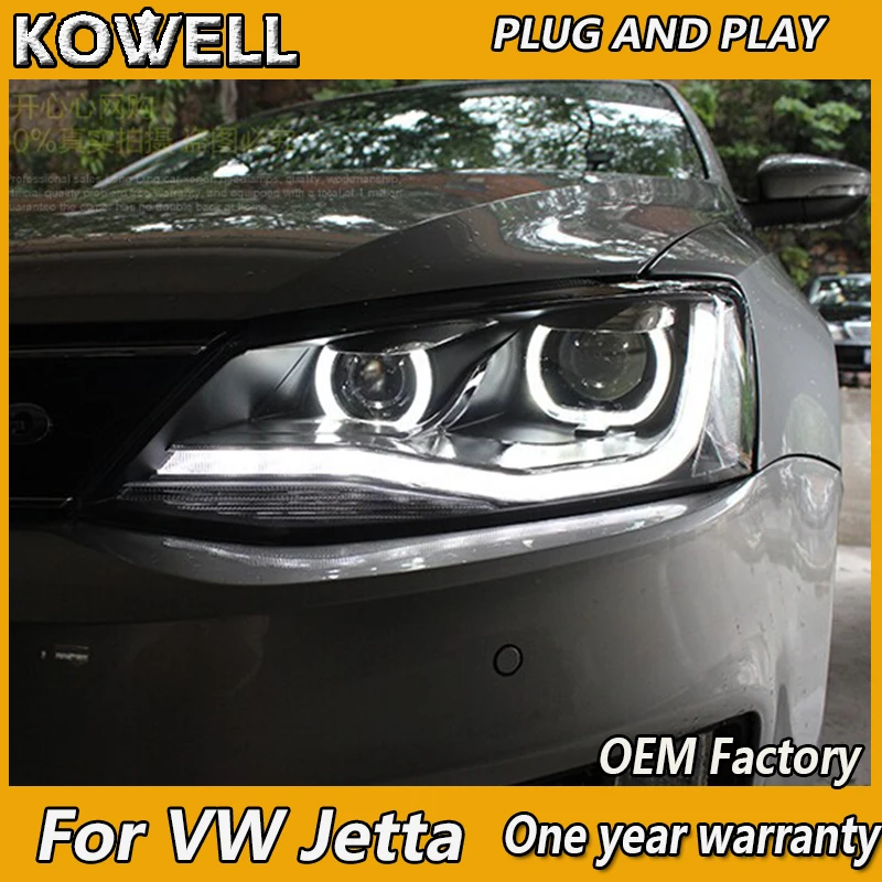 

KOWELL Car Styling 2011-2014 For vw jetta headlights Double Angel Eyes LED light DRL car styling bi xenon lens volkswagen jetta