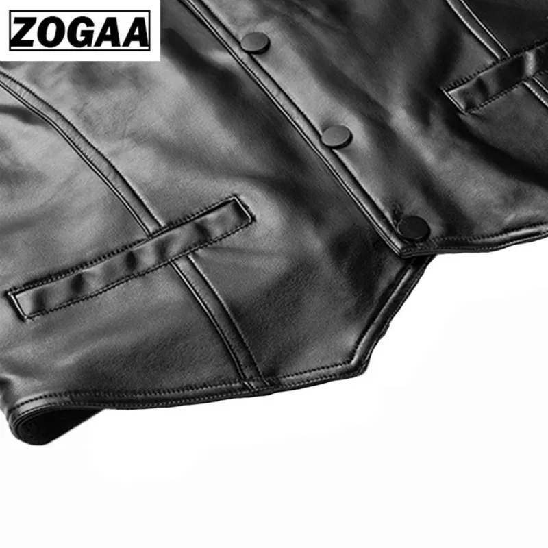 Мужской приталенный жилет ZOGGA черный деловой из натуральной овечьей кожи зимняя