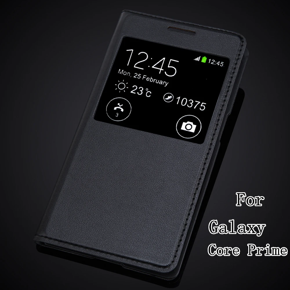 

Leather Flip Cover Case For Samsung Galaxy Core Prime G360 G360F G360H G361H G361F Slim Thin View Shell Shockproof Phone Bag