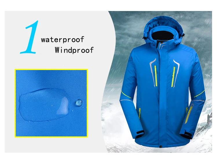 Лыжный костюм зимняя теплая утолщенная куртка Мужская ветрозащитная Водонепроницаемая дышащая лыжная куртка