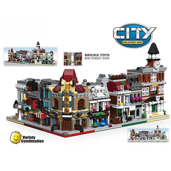 Decool 1114-1119 Mini City Series View 6 шт./лот городской зал/кинотеатр/Pet Shop/банк строительный