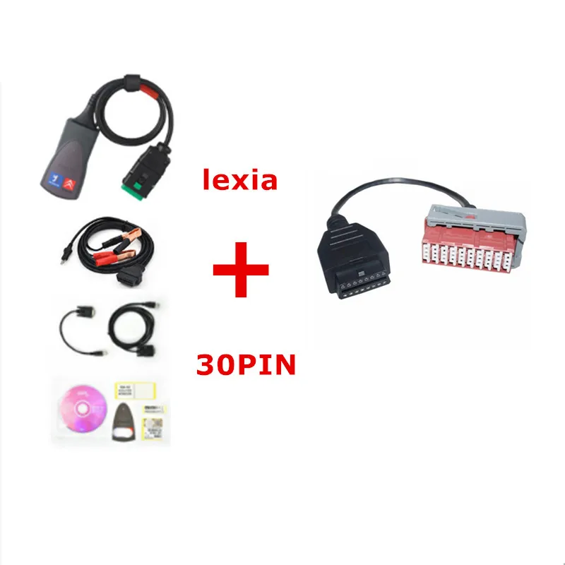 DHL Бесплатный Полный комплект Lexia-3 PP2000+ S.1279+ 30Pin кабель для Citroen и peugeot новых и старых автомобилей сканер Lexia 3 Diagbox V7.83 Lexia3 921815C - Цвет: Lexia with 30pin