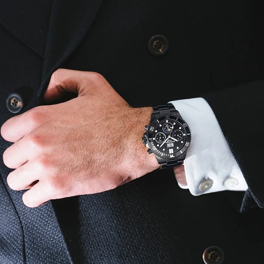 متعددة الوظائف الرياضة الساعات الرجال كرنفال الطلب الكبير ساعات آلية الرجال التقويم المرحلة القمر مضيئة السباحة الياقوت Montre أوم