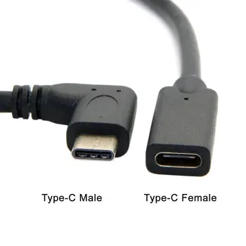 

0.3 Meters Reversible Design Type C USB 3.1 90 degree Male to USB-C Female Extension Data Cable Extender Cord
