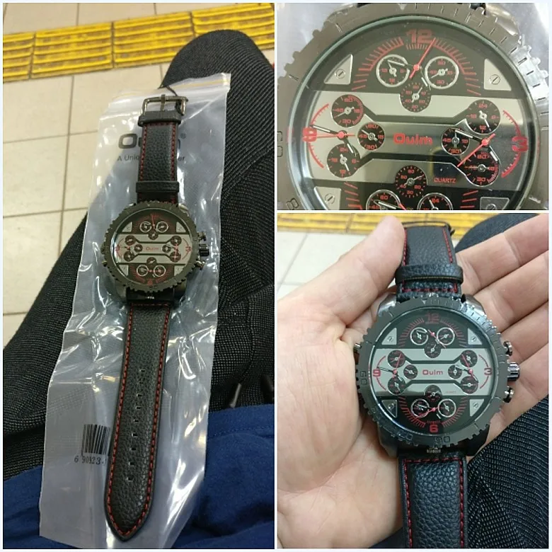 OULM 3233 Cool Big Face 4 Tome часы с часовыми поясами для мужчин модный дизайн кожаный ремешок повседневные кварцевые часы Relogio Masculino Marca Grande