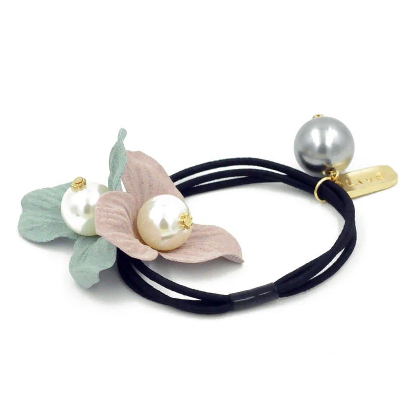 Fashion Sweet Pearls Fabric Flowers Elastic Hair Bands Gum Women Ponytail Rubber Girl's New Headwear Accessories |