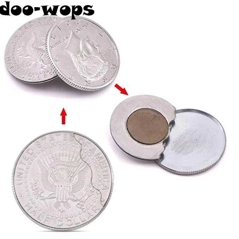 AMAZING COINS MAGIC GIMMICK US HALF DOLLAR FLIPPER FLIP GAFF & FAKE LIBERTY COIN 