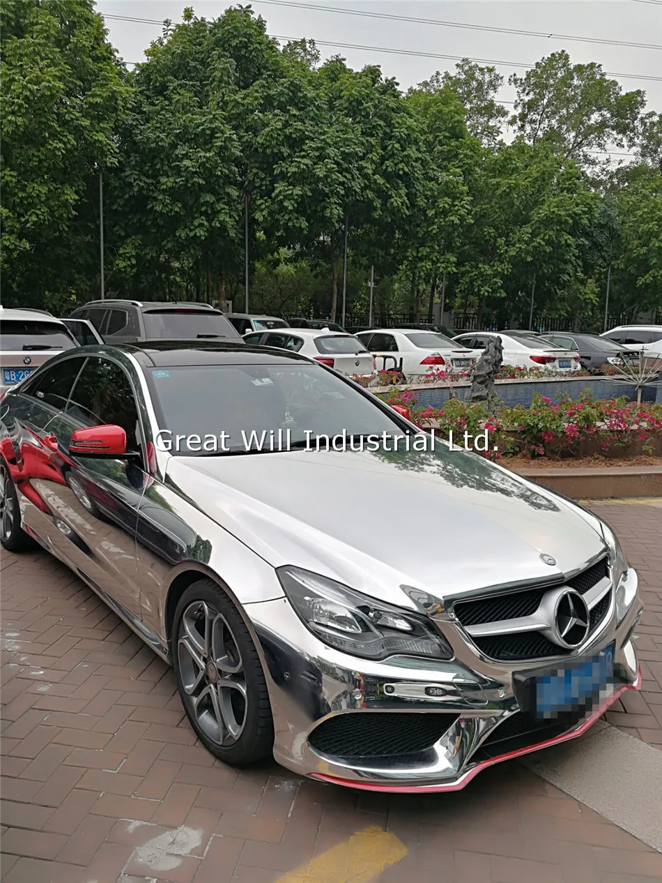 3 слоя Серебро Хром Винил Обёрточная бумага плёнки Серебро Хром Виниловая пленка для оклеивания автомобилей, Обёрточная бумага без воздушных пузырей Размеры 1,52* возможностью погружения на глубину до 30 м/рулон