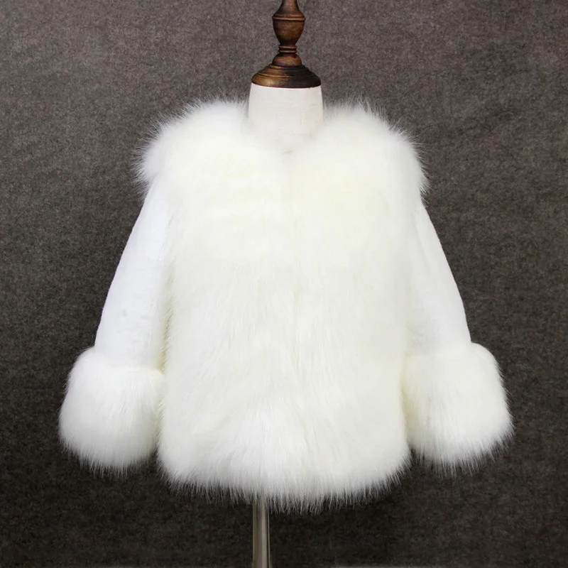 Пальто с мехом для девочек элегантные куртки с искусственным мехом для маленьких девочек утепленная парка принцессы Детский Зимний комбинезон для девочек, теплое зимнее Детское пальто - Цвет: White