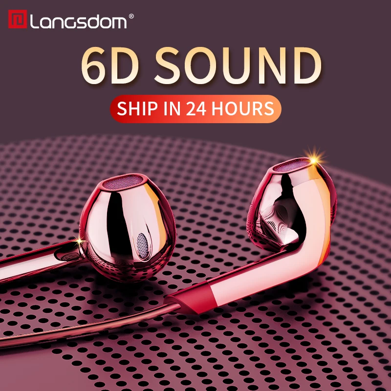 Langsdom E6U 3.5mm Earphone with Mic Hifi In ear Earphones