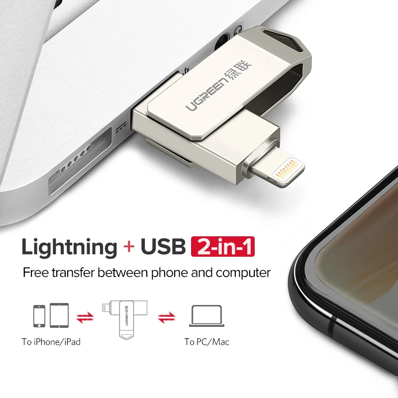 Ugreen USB Flash Drive 32 ГБ 64 Для iPhone X 8 7 6 5 3.0 Lightning Pen Apple MFi U Диск для iOS 11 memory stick 128 Pendrive|metal pen