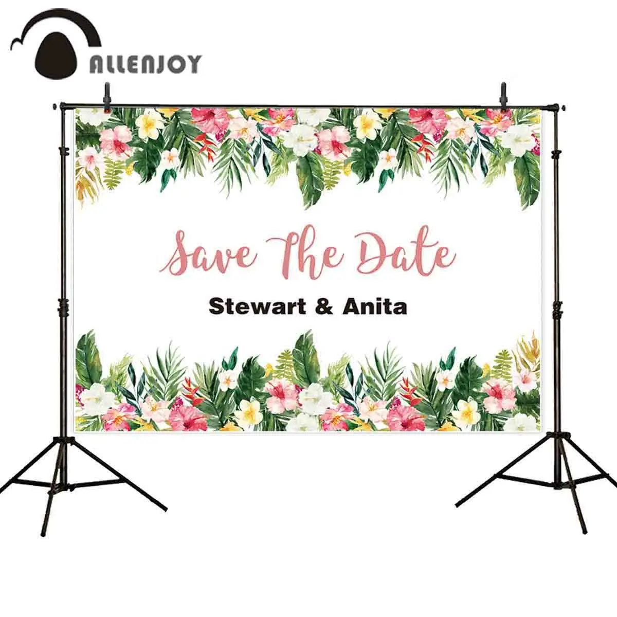 

Allenjoy tropical wedding photography backdrop custom floral personalized background photocall photobooth decor studio shoot