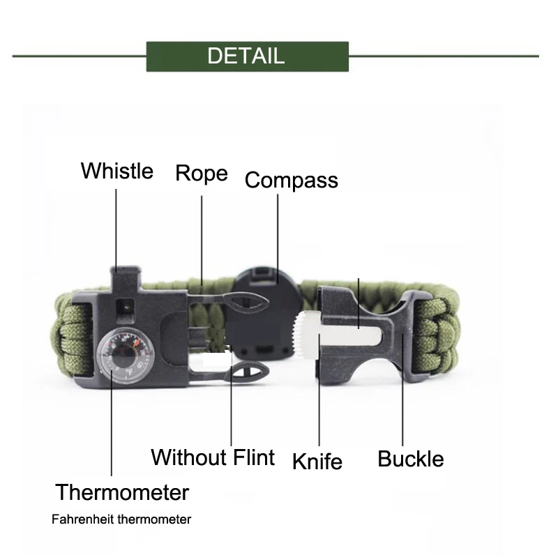 5 в 1 плетеный браслет, многофункциональный компас с Паракордом, браслет для выживания, открытый, для кемпинга, спасательный, аварийный, веревка, браслеты для мужчин