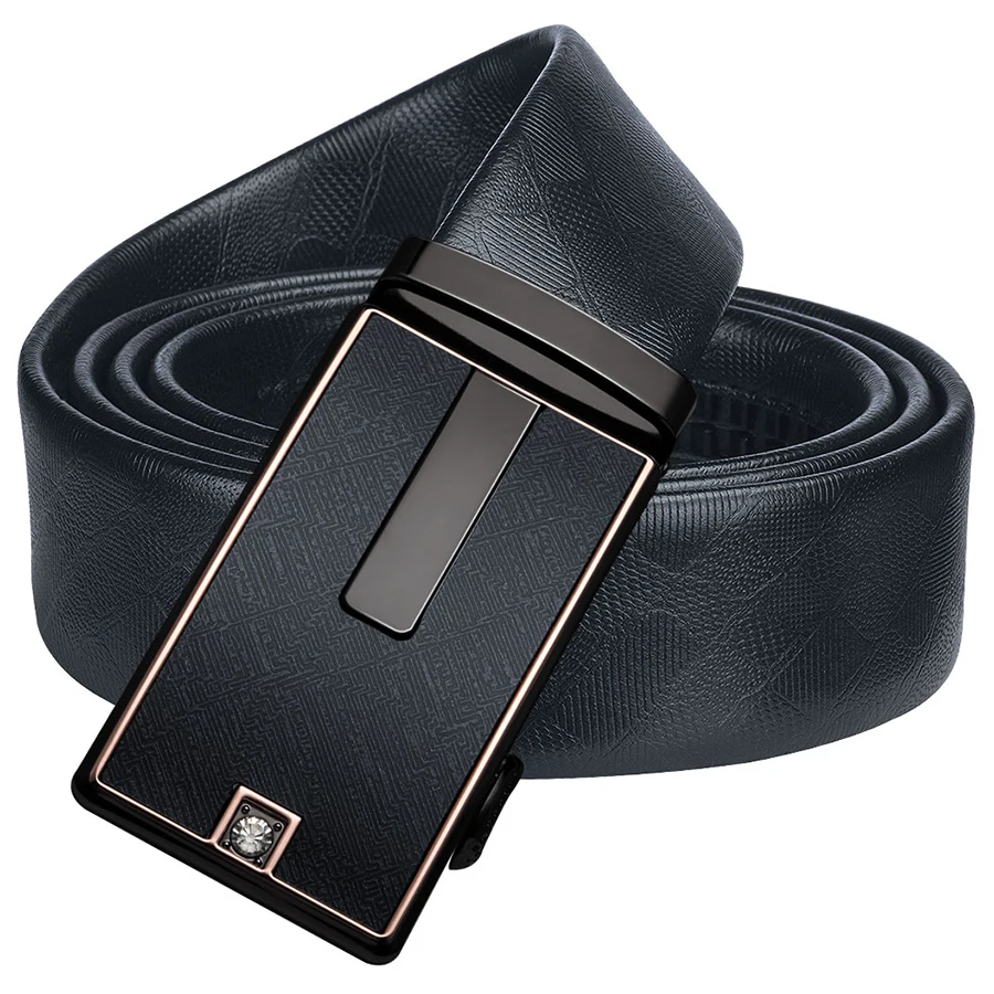 Buy Hi Tie Mens Designer Luxury Black Leather Belt
