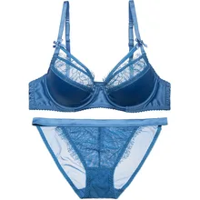 Женский сексуальный комплект бюстгальтеров кружевной тонкий хлопковый бюстгальтер с получашечками трусики бикини французский элегантный нижнее белье на косточках атласный шелк
