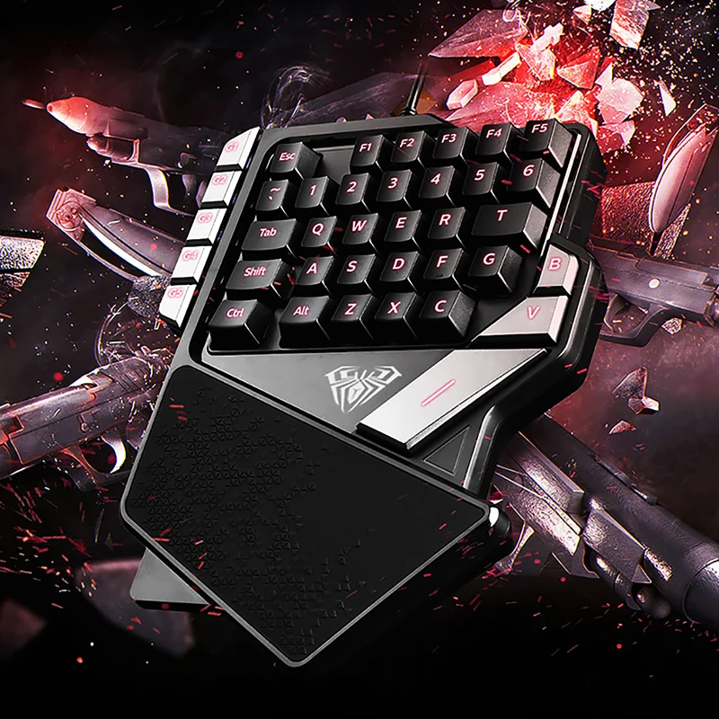 AULA Single Hand Keyboard Wired Keypad 7 Colors RGB Backlight for Desktop Laptop Phone Mini One-hand Gamer Gaming keyboard #2062