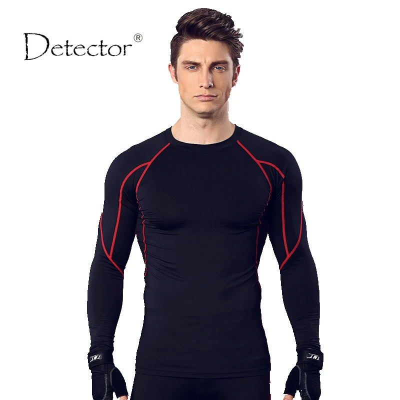 

Detector Sports T-Shirt Mens Running Tights Basketball Fitness Breathable Quick-Drying Stretch Tops