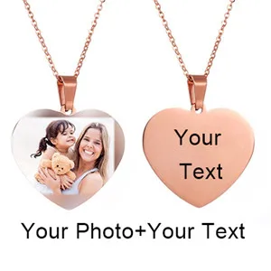 Custom Rose Heart Пользовательское имя фото сердце ожерелье персонализированные таблички Золото Серебро Черный ожерелье s для женщин индивидуальные буквы ювелирные изделия подарок - Окраска металла: Custom Rose Heart