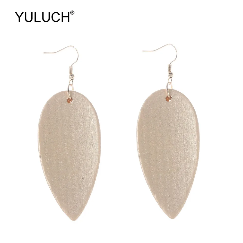 Длинные деревянные серьги подвески YULUCH с листьями модные 2019 модная Золотая