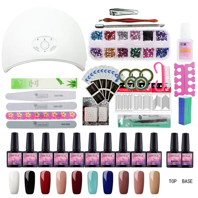36w Uv Led Lamp 10 Color Gel Nail Polish Set Kit Building 36w Uv Led Lamp 10 Color Gel Nail Polish Set Kit Building Varnishes