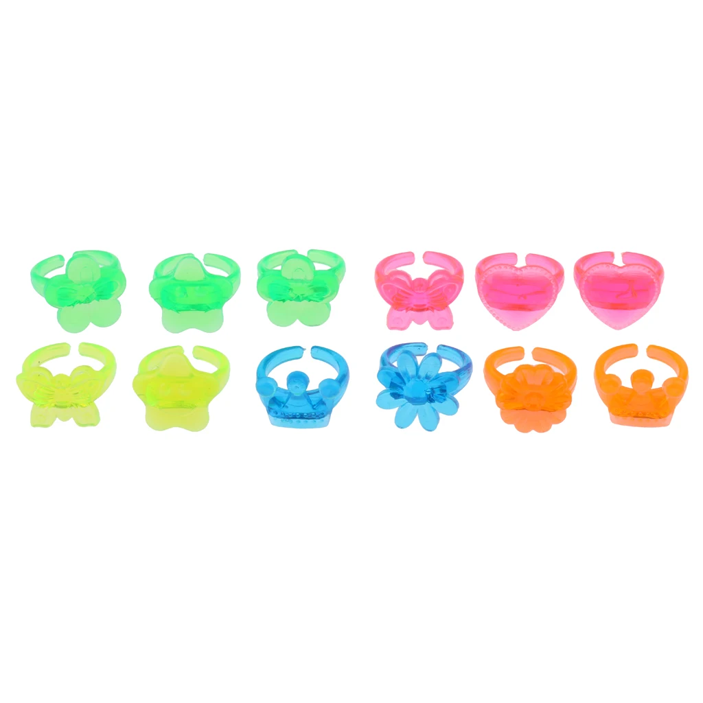 17pcs/set Mixed Color Plastic Rings for Kids Fake Diamond Rings Jewelry Children Dress up Game Toys Party Gifts  