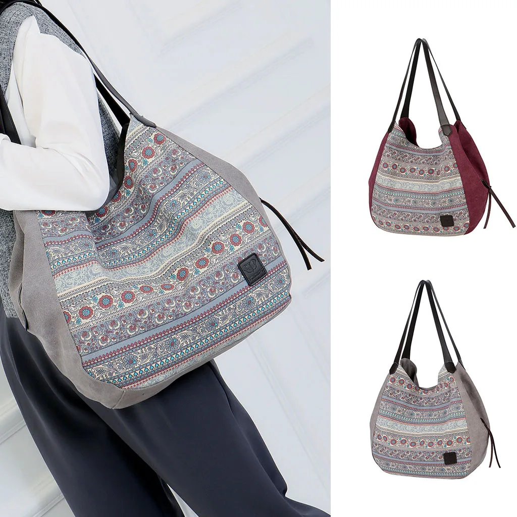 

National Wind Totes Bags Multi-layer Leisure Package Large Capacity Canvas Single Shoulder Bags Casual Handbag For Women C525