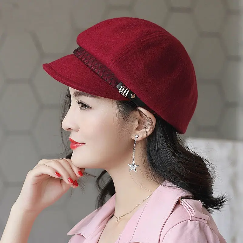 Beckyruiwu Mother Gift Women Winter Thick Warm Woolen Peaked Cap Girls