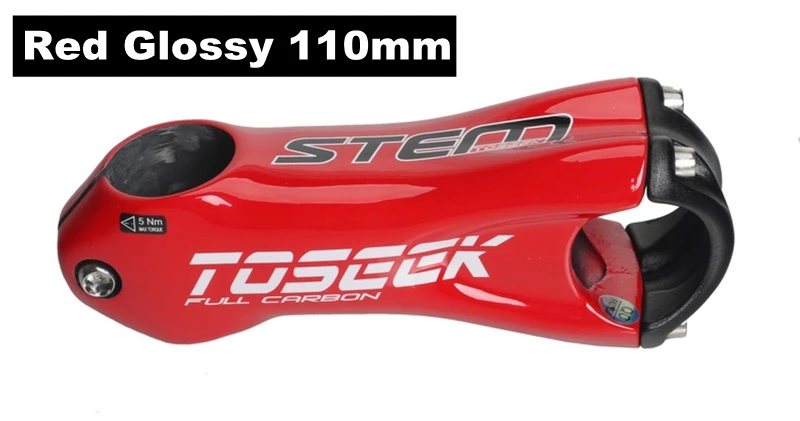 red 110mm TOSEEK карбоновый руль Диаметр 31,8 мм 10 градусов 80/90/100/110 мм Дорожный велосипед Горный Запчасти 132 г - Цвет: red 110mm