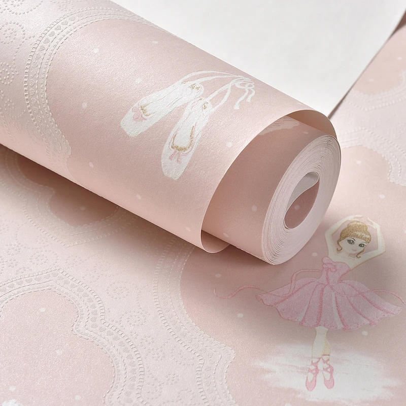 Children's Room Wallpaper Cartoon Pink Princess Room Non-woven Cute Boy Girl Warm Bedroom Wall Paper Roll Children's Room Wallpaper Cartoon Pink Princess Room Non-woven Cute Boy Girl Warm Bedroom Wall Paper Roll
