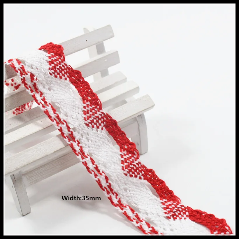Free shipping New listing 5 yards / 3.5 cm wide red white lace ribbon