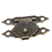 MTGATHER 12pcs Decorative Antique Brass Mini Jewelry Gift Wine Box Wooden Case Hasp Latch 30x19mm In Stock