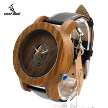 BOBO BIRD K09 Antique Unique Design Mens Green Sandalwood Quartz Watch Luxury Top Brand with Real Leather Strap in Gift Box
