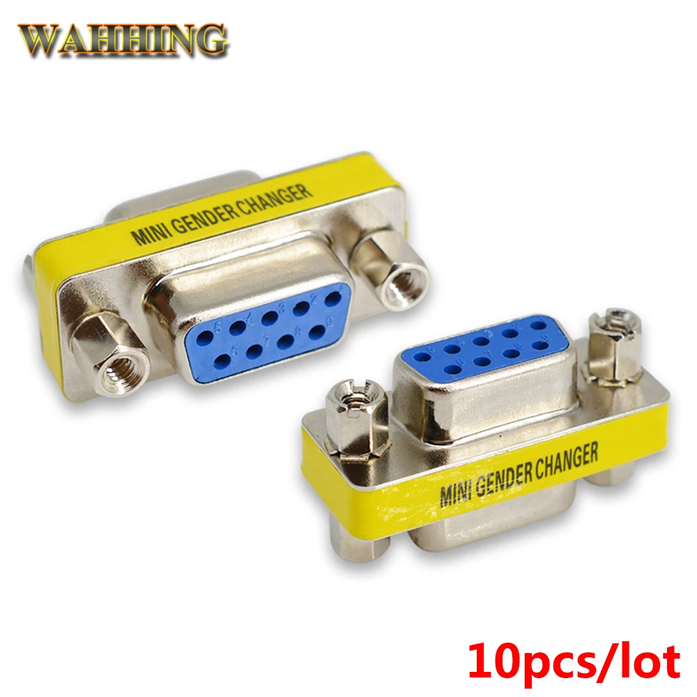 10pcs New 9Pin RS232 Serial Port Adapter Connector DB9 Female to Female