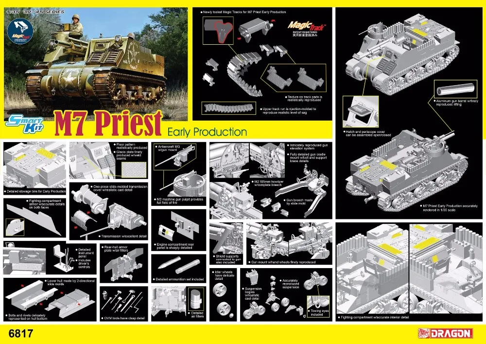 Дракон 6817 1/35 M7 Priest ранний выпуск w/магической дорожки-масштабная модель комплект