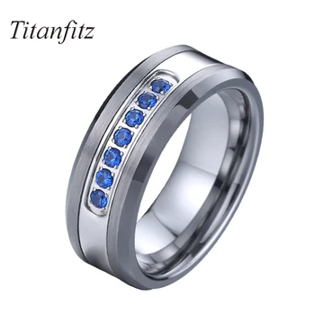 

Mens love Alliances Couple Wedding Band Tungsten Ring men Fashion Jewelry Blue CZ opal Rings for women never fade