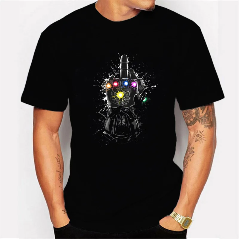 

2019 New Funny Fashion Avengers Endgame Infinite gloves print t-Shirt men MARVEL short sleeves hip hop male tshirt t shirts men