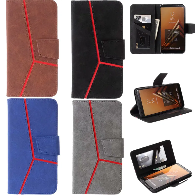 

PU Leather Stitching two-color phone case for Samsung galaxy A8 plus 2018 A6 plus 2018 A520 A320 A8 2018 coque with card Holder