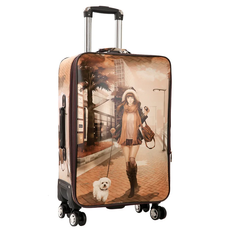 BeaSumore Cute girl Rolling Luggage Spinner Suitcase Wheels Student